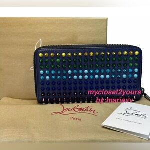 Christian Louboutin Panettone Spike Leather Zippy Around Long Wallet